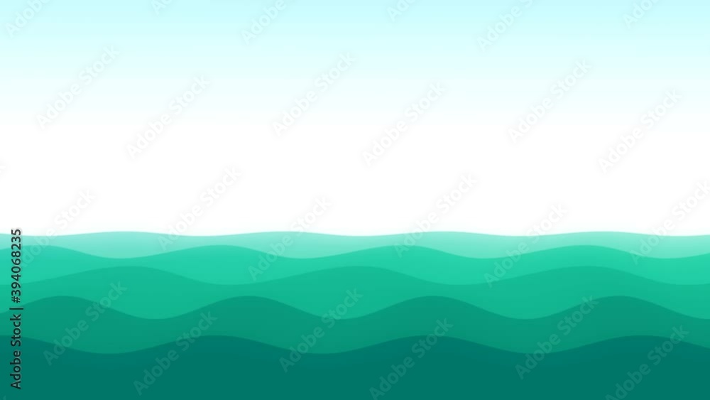 green dynamic water with waves animation in different greenish blue tones - digital flat design cartoon of the sea green dynamic water with waves animation in different greenish blue tones - digital flat design cartoon of the sea
