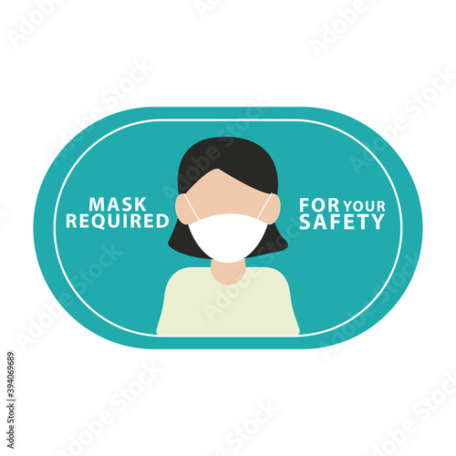 wear face mask for your safety label with woman wearing mask