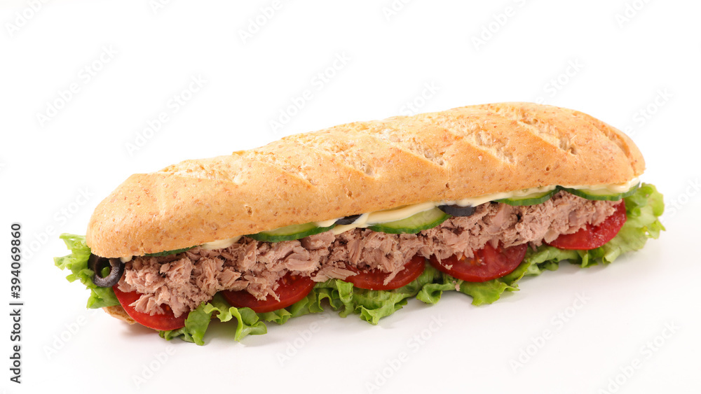 sandwich with tuna and vegetable on white background sandwich with tuna and vegetable on white background