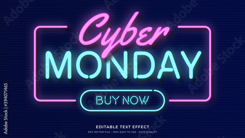 cyber monday neon light typography premium editable text effect