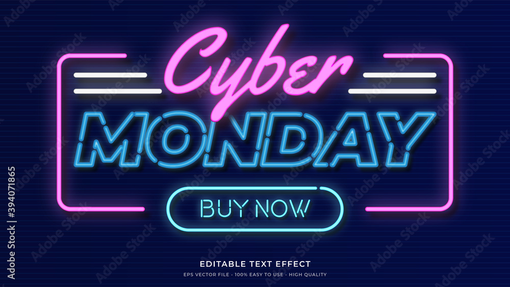 cyber monday neon light typography premium editable text effect cyber monday neon light typography premium editable text effect