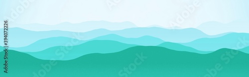 modern wide angle of hills ridges in clouds cg backdrop illustration