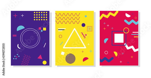 three vivid memphis style backgrounds