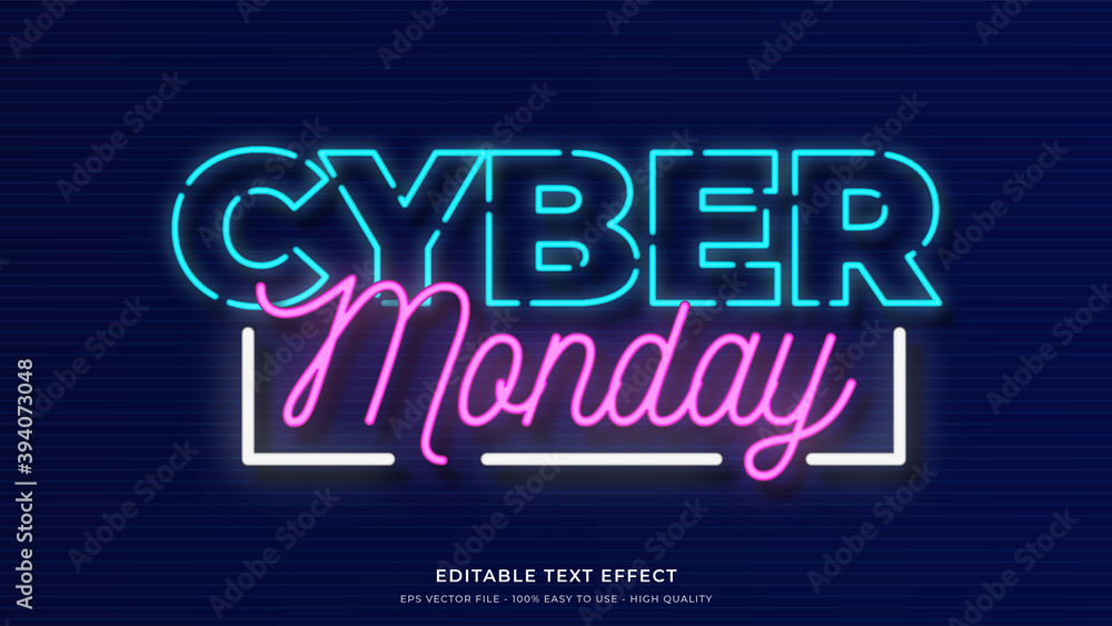 cyber monday neon light typography premium editable text effect cyber monday neon light typography premium editable text effect