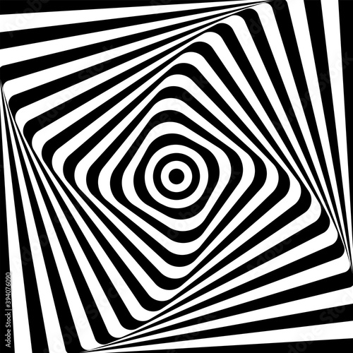 Abstract illusion of 3D whirl movement. Op art design.