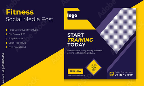 Fitness Social media template vector