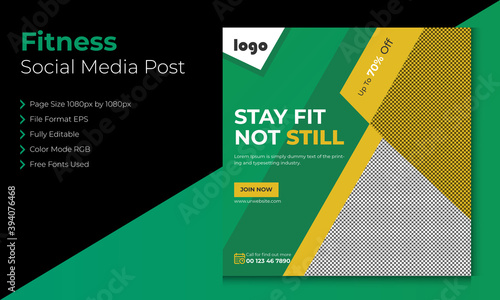 Fitness Social media template vector