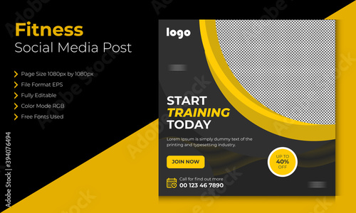 Fitness Social media template vector