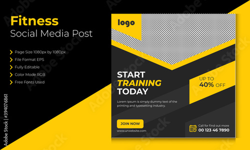 Fitness Social media template vector