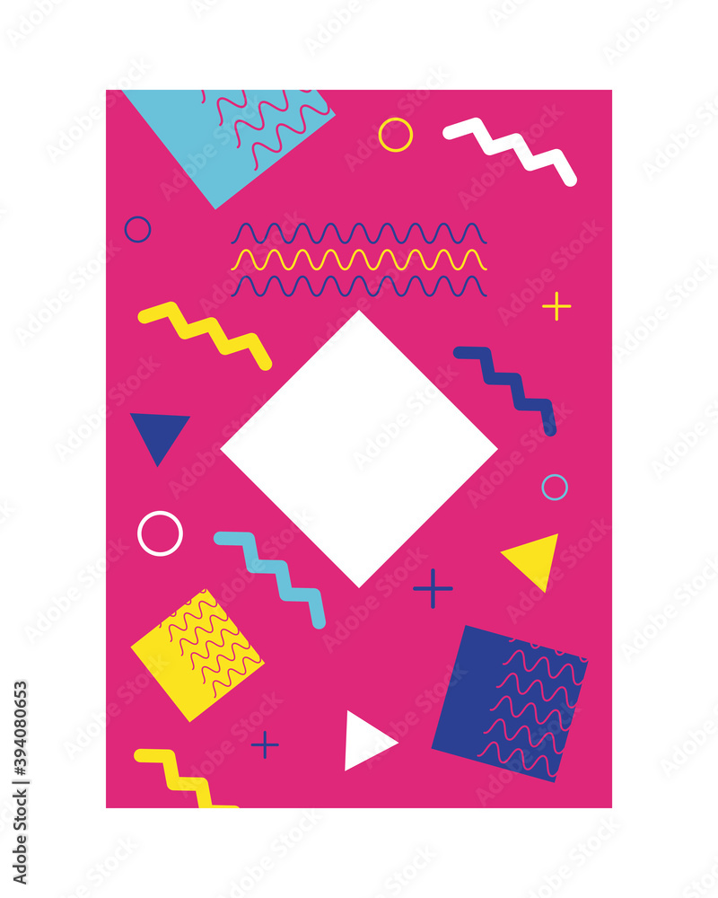 pink color memphis style background with diamond and figures pink color memphis style background with diamond and figures