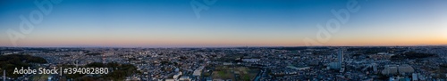 Panorama evening aerial view