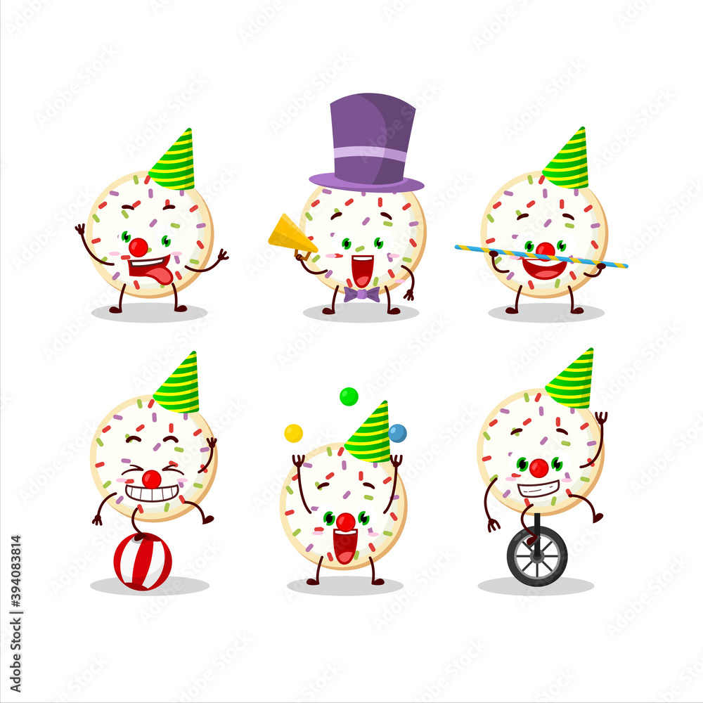Cartoon character of sugar cookies with various circus shows Cartoon character of sugar cookies with various circus shows