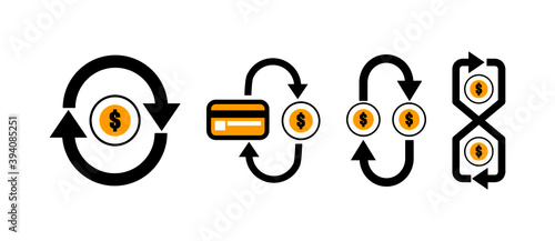 Cashback Icon set. The arrow surrounding the finance symbol is not the end.