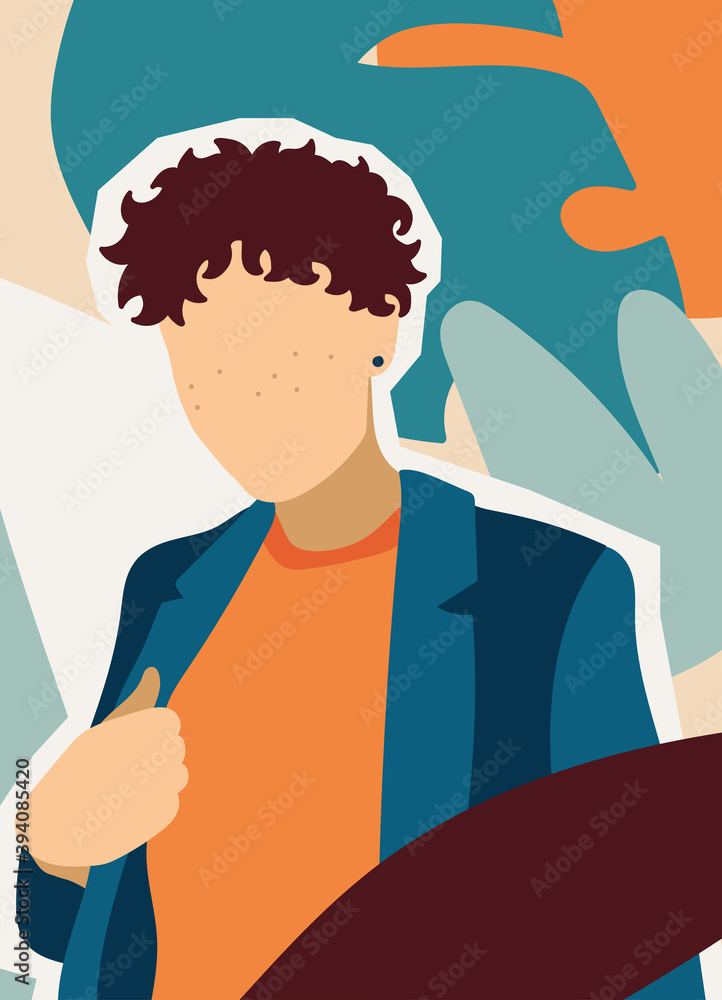 Abstract man face in a modern trendy colors, minimalism art Abstract man face in a modern trendy colors, minimalism art