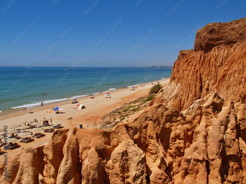 Colorful rocks on the Praia de Falesia, Albufeira, Algarve - Portugal 