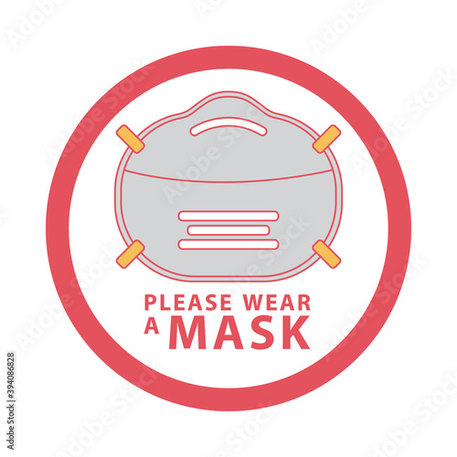 please wear mask circular advetise label