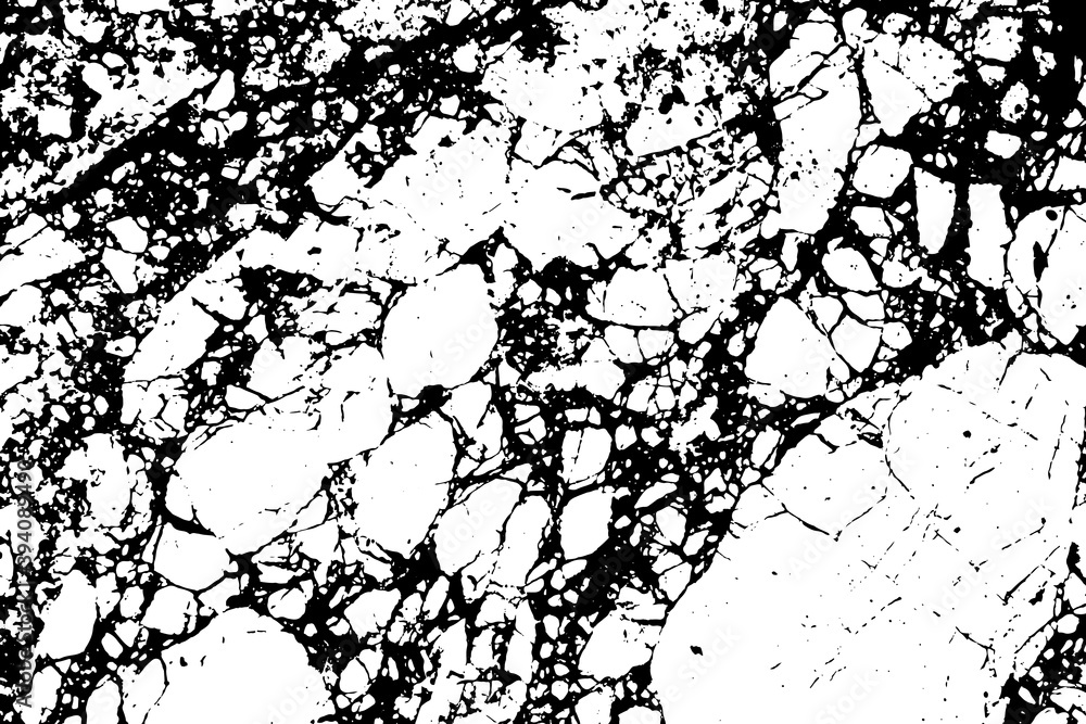 Black and white marble cracks simple texture. Vector illustration.