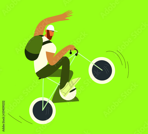 guy doing tricks on a sports bike, summer pastime