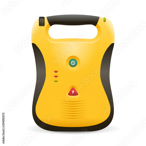 Automated external defibrillator AED realistic icon -  isolated vector medical equipment in yellow and black colors photo