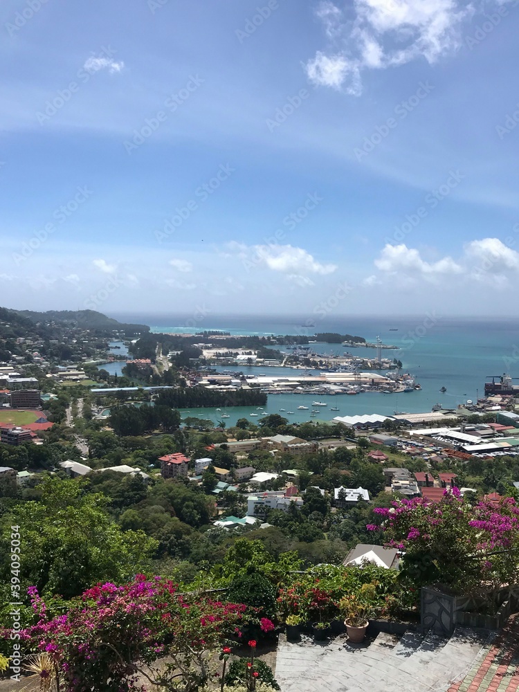 View over the city of Victoria on the island of Mahe, Seychelles 