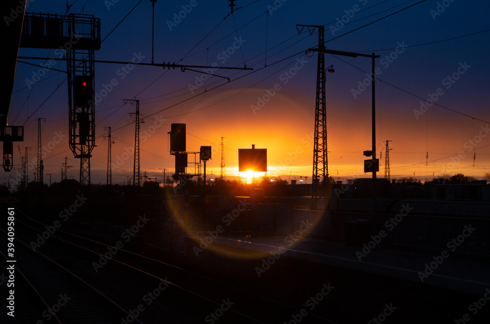 Sunset at the Laim train station, in Munich.
