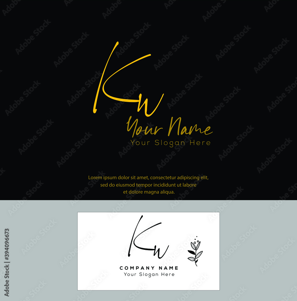 K W KW Initial letter handwriting and signature logo. Beauty vector ...