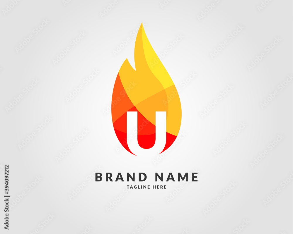 letter U modern flame trendy bright logo design for creative and energic company letter U modern flame trendy bright logo design for creative and energic company