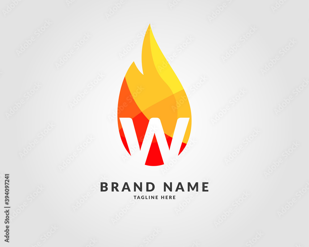 letter W modern flame trendy bright logo design for creative and energic company letter W modern flame trendy bright logo design for creative and energic company