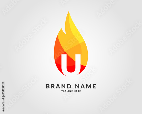 letter U modern flame trendy bright logo design for creative and energic company