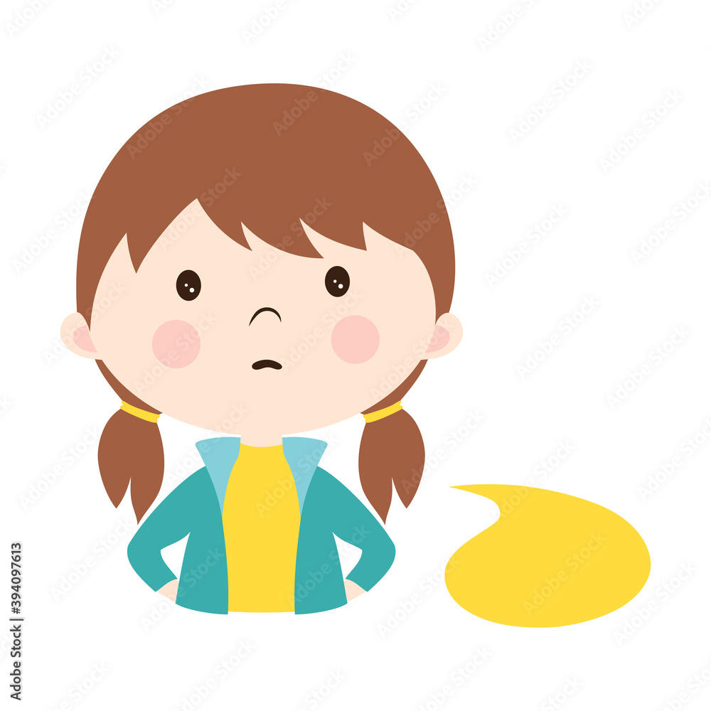 sad girl with bubble speech isolated on white sad girl with bubble speech isolated on white