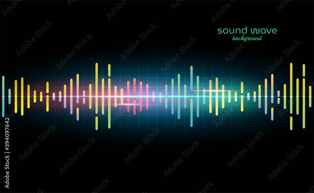 Futuristic Sound Wave Background with Colorful Line