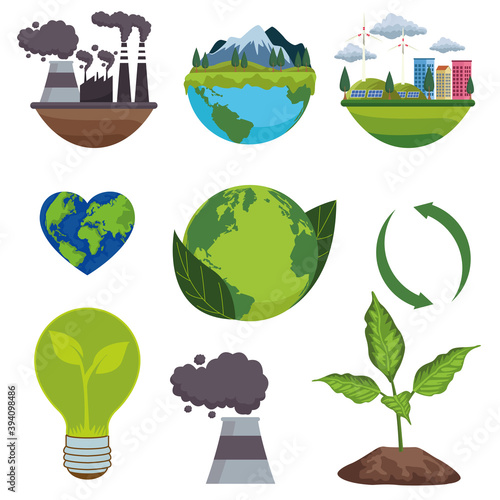 save the world environmental poster with bundle icons
