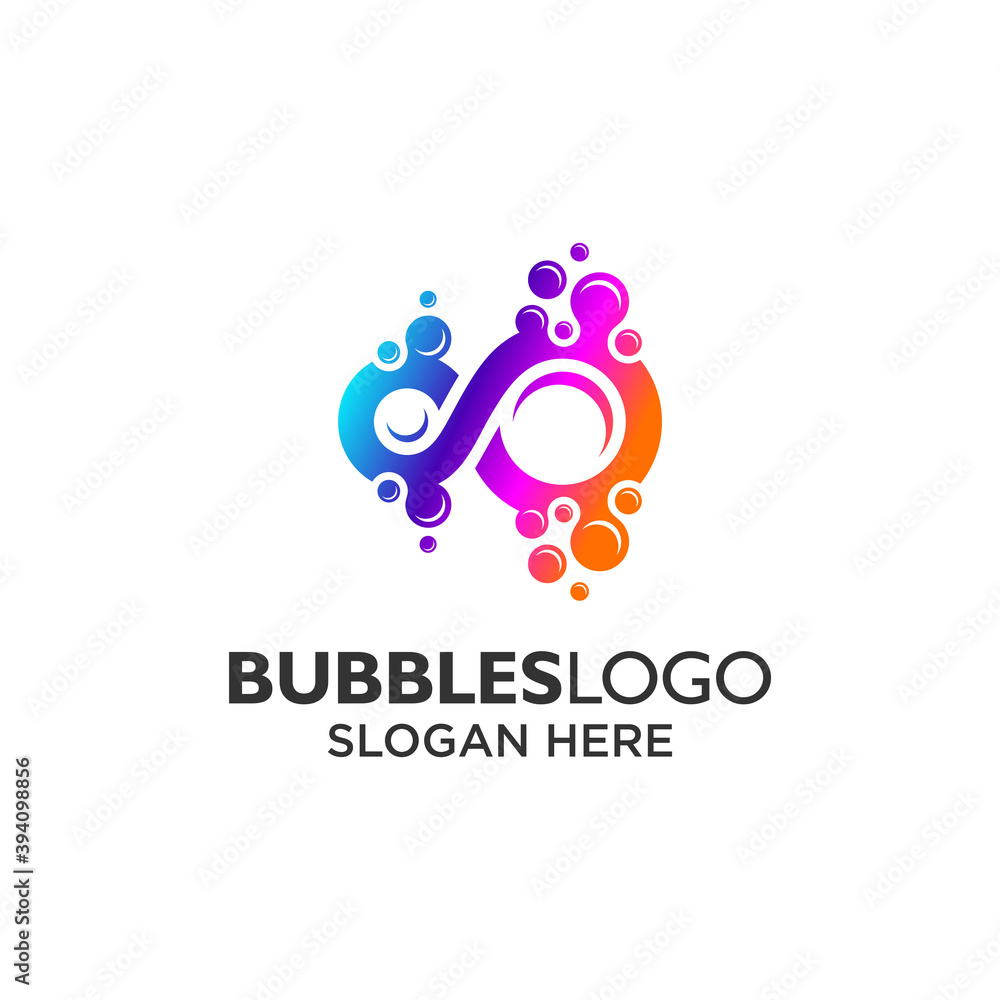 colorful unlimited bubbles logo design