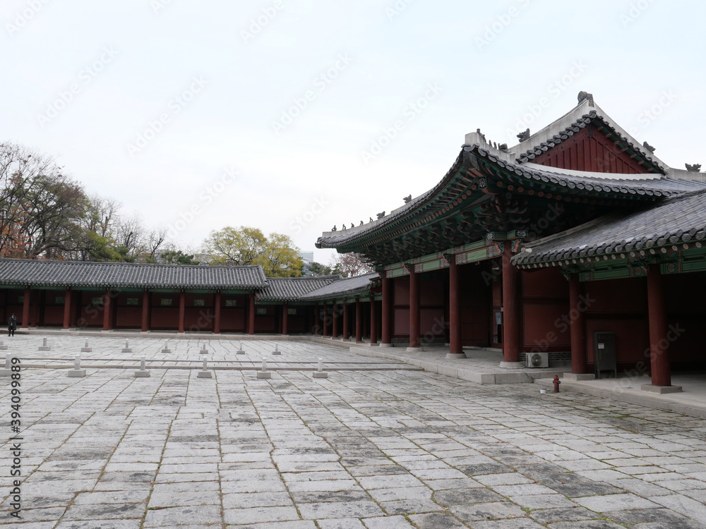 Korean traditional architecture in autumn
