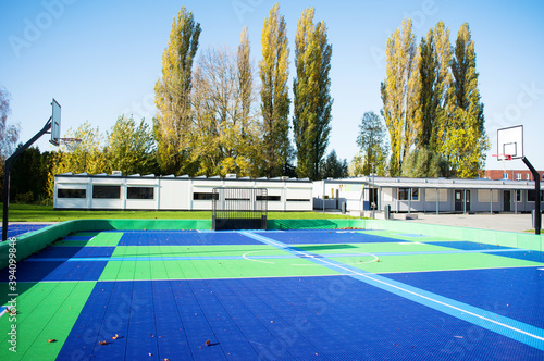 Modern sport field with basketball nets in Elst, Netherlands photo