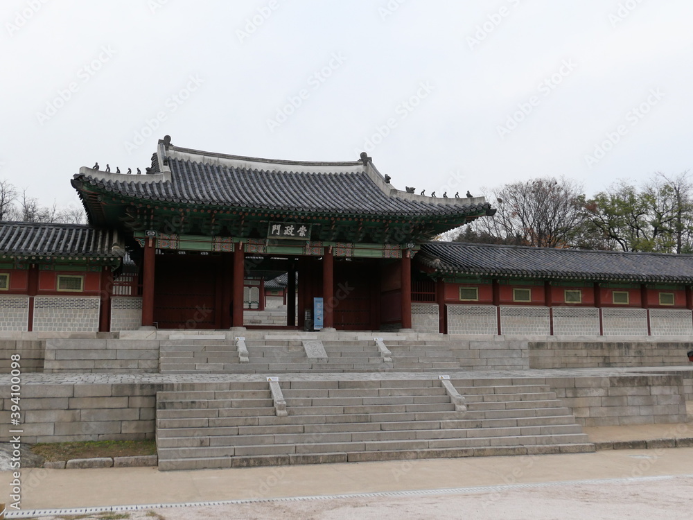 Korean traditional architecture in autumn