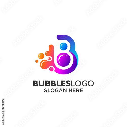 colorful letter B for bubbles logo design