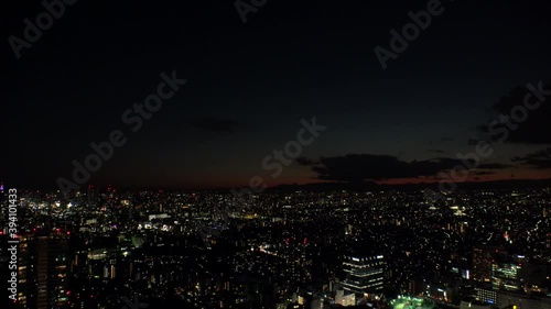 Wallpaper Mural TOKYO, JAPAN : Aerial high angle sunrise CITYSCAPE of TOKYO. View of buildings around Shinjuku and Nakano ward, shot from Ikebukuro city. Long time lapse shot night to morning. Torontodigital.ca