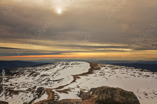 Snowy Urbion peaks and mountain in Soria (Spain)