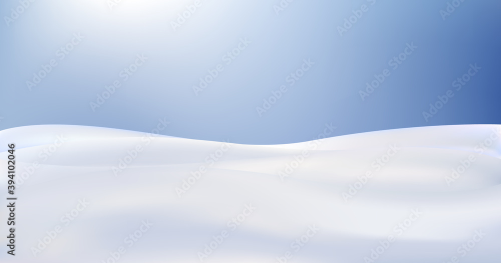 Snow landscape, Christmas wallpaper with falling snowflakes in a realistic style. Premium vector illustration.