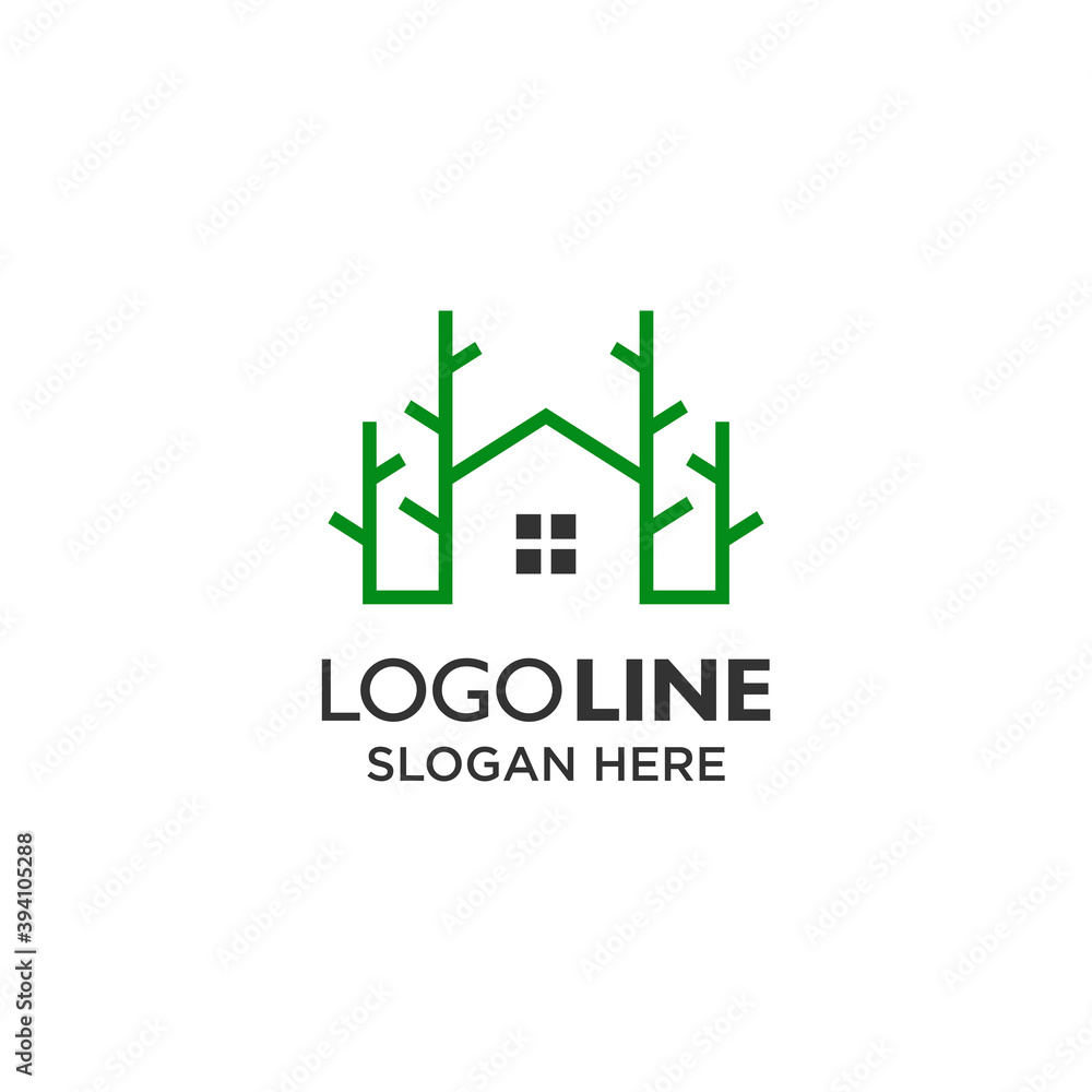 home and tree for eco-friendly home logo design home and tree for eco-friendly home logo design