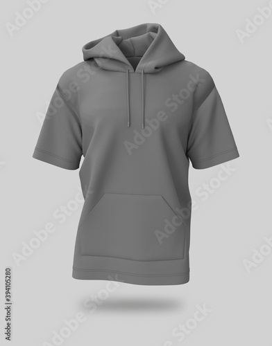 Obraz na plátně Short sleeve hooded sweatshirt mockup for print, isolated on white background, 3