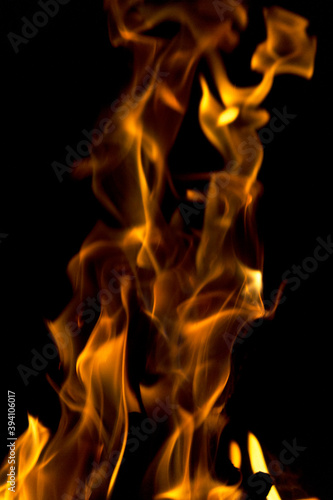 Fire flames on black background. Abstract image