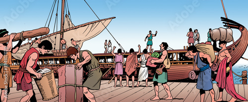 Ancient Greece - Cargo ship departing 
