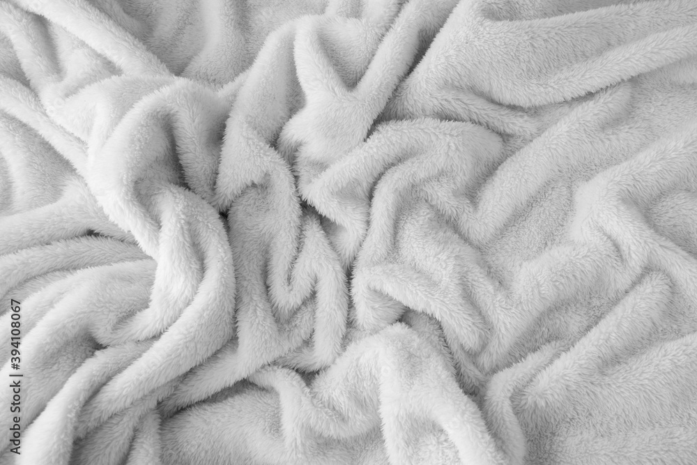暖かいボアの毛布の背景　(グレー・モノクロ）