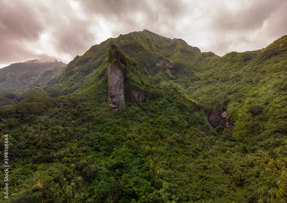 big mountain rock in raiatea french polynesia island