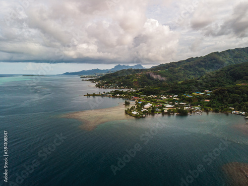 tropical island aerial view of raiatea in polynesia  photo