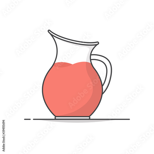 Glass Jug Of Fresh Juice Vector Icon Illustration. Pitcher With Juice Flat Icon