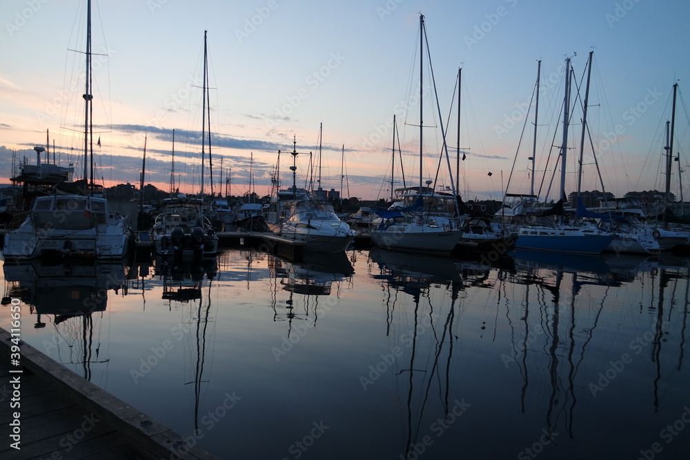 Canada, Victoria, boat, port, sea,sunset