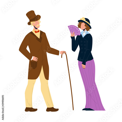 1900 Victorian People Lady And Gentleman Vector Illustration